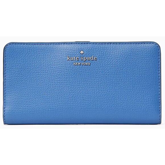 Kate Spade New York Darcy Large Slim Bifold Wallet  Dusty Blue - Picture 1 of 5